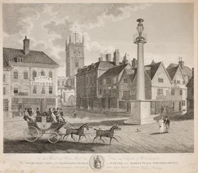 Die Südwestansicht der Kollegiatkirche St. Peter und Marktplatz, Wolverhampton